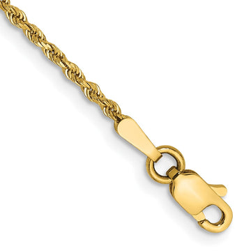 14K 6 inch 1.5mm Diamond-cut Rope with Lobster Clasp Chain