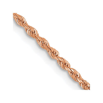 14K Rose Gold 14 inch 1.5mm Diamond-cut Rope with Lobster Clasp Chain