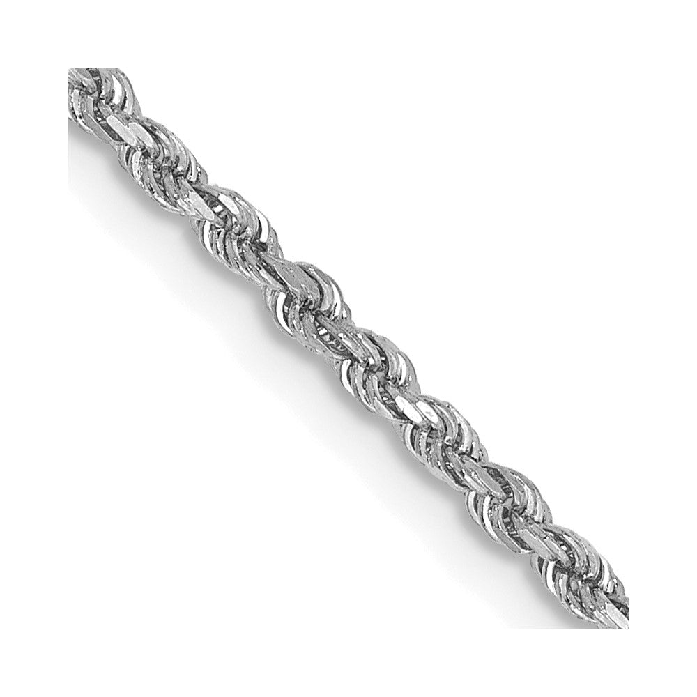 14K White Gold 36 inch 1.75mm Diamond-cut Rope with Lobster Clasp Chain