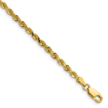 14K 20 inch 3mm Diamond-cut Rope with Lobster Clasp Chain