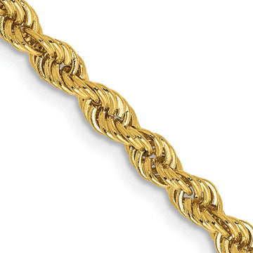 14K 26 inch 3mm Regular Rope with Lobster Clasp Chain