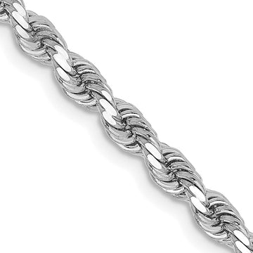 14K White Gold 28 inch 3.25mm Diamond-cut Rope with Lobster Clasp Chain