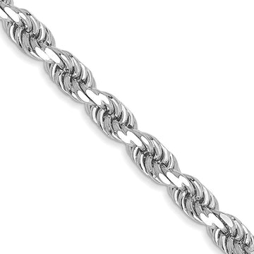 14K White Gold 22 inch 3.5mm Diamond-cut Rope with Lobster Clasp Chain