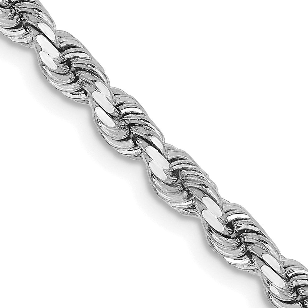 14K White Gold 24 inch 3.75mm Diamond-cut Rope with Lobster Clasp Chain