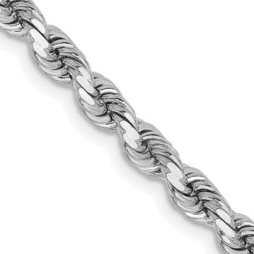 14K White Gold 28 inch 3.75mm Diamond-cut Rope with Lobster Clasp Chain