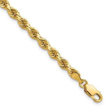 14K 7 inch 4mm Diamond-cut Rope with Lobster Clasp Chain