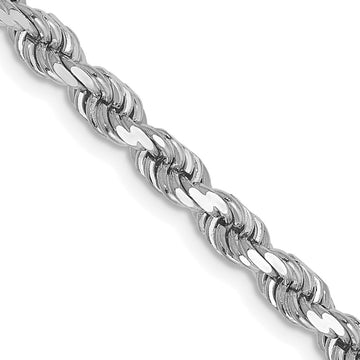 14K White Gold 18 inch 4mm Diamond-cut Rope with Lobster Clasp Chain