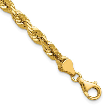 14K 8 inch 5.5mm Diamond-cut Rope with Fancy Lobster Clasp Chain