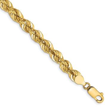 14K 8 inch 6mm Regular Rope with Fancy Lobster Clasp Chain