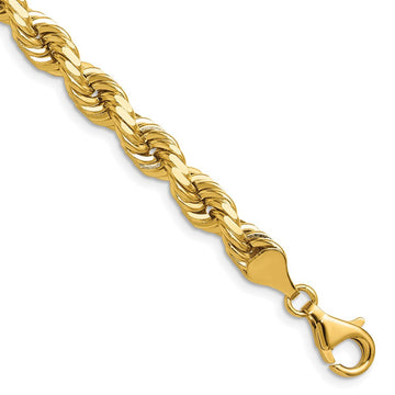 14K 20 inch 6.5mm Diamond-cut Rope with Fancy Lobster Clasp Chain