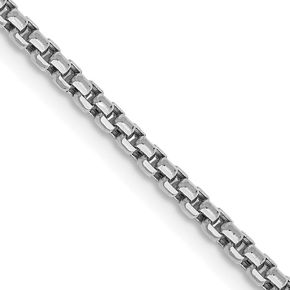 14K White Gold 22 inch 1.75mm Semi-Solid Round Box with Lobster Clasp Chain