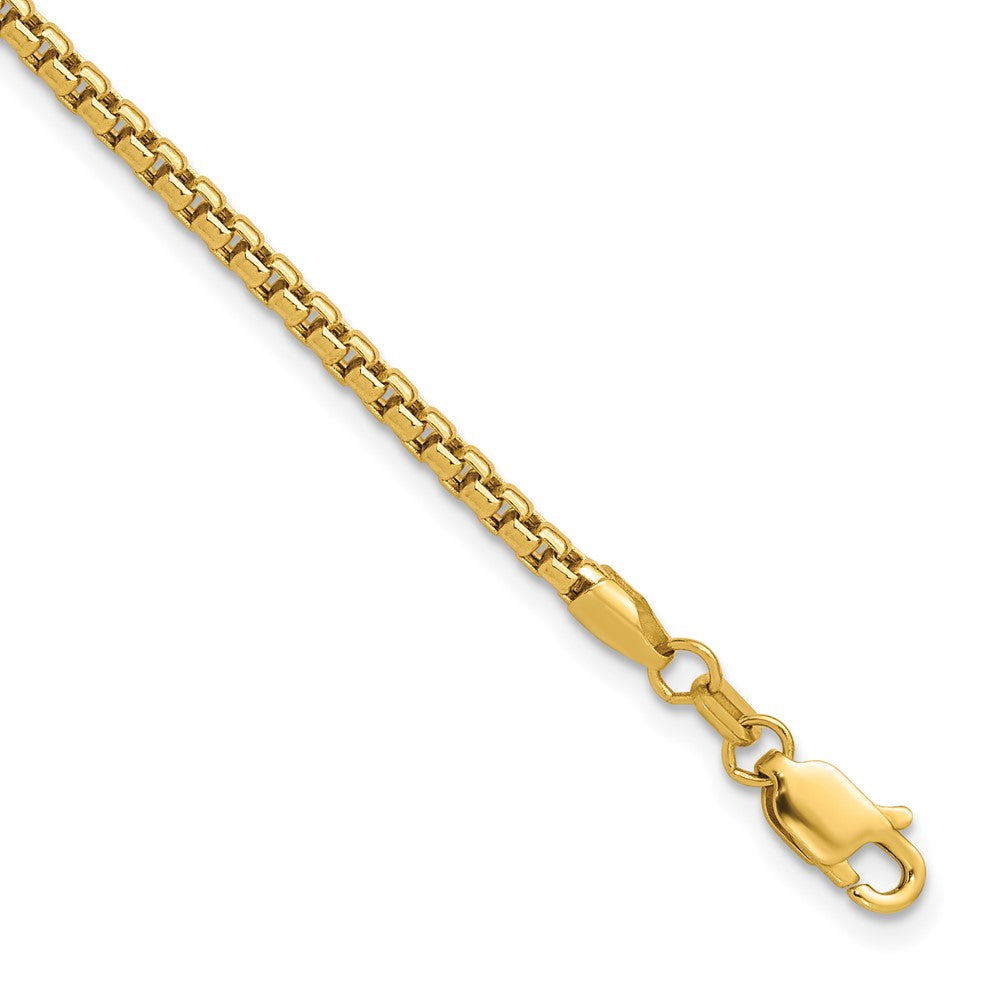 14K 7 inch 2.45mm Semi-Solid Round Box with Lobster Clasp Bracelet