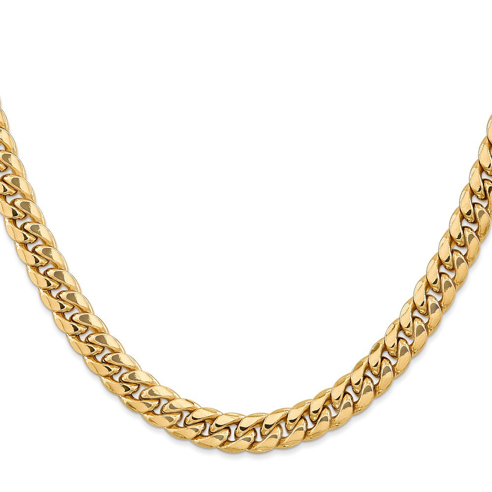 14K Semi-Solid Miami Cuban with Lobster Clasp Chain 7.3mm - Chains