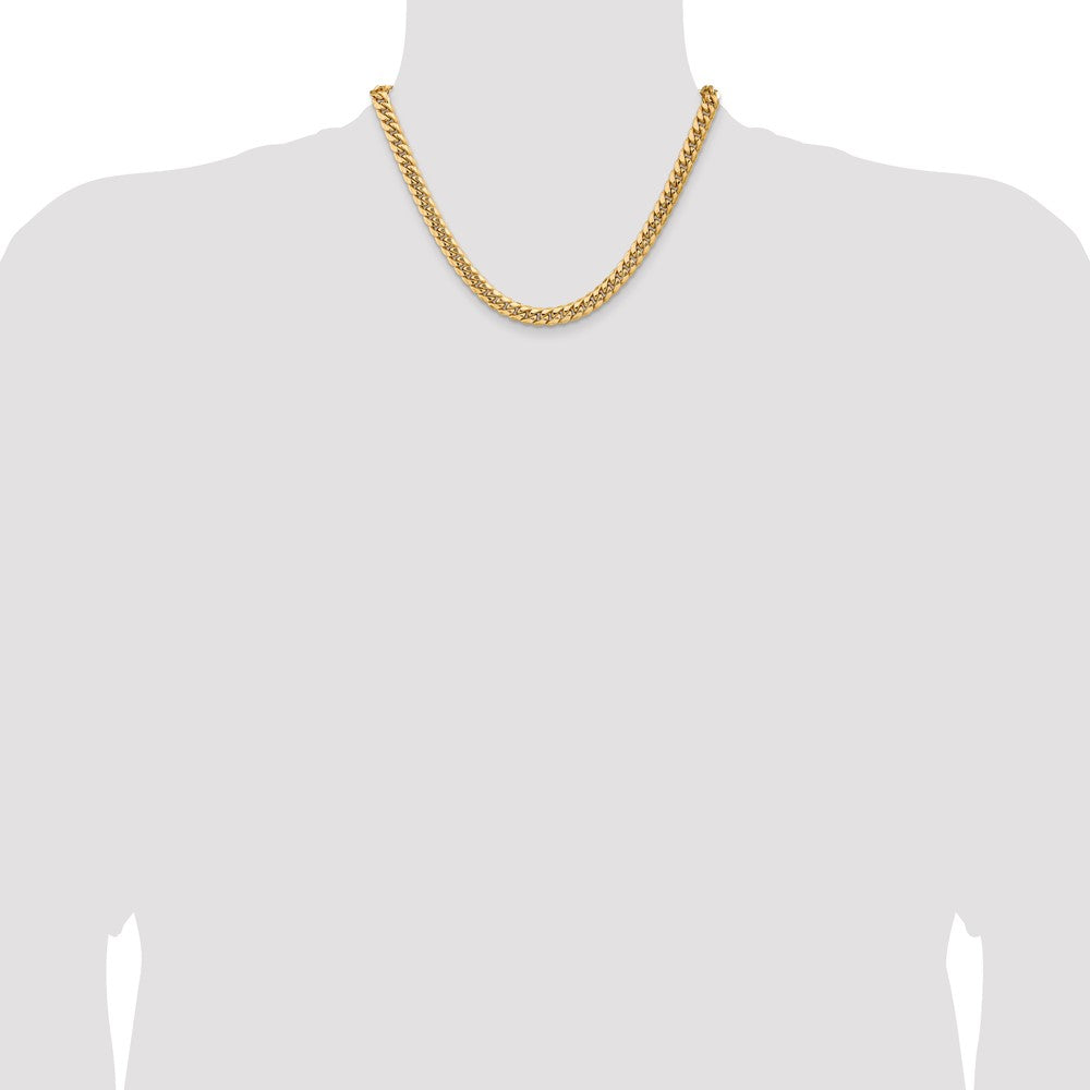 14K Semi-Solid Miami Cuban with Lobster Clasp Chain 7.3mm - Chains