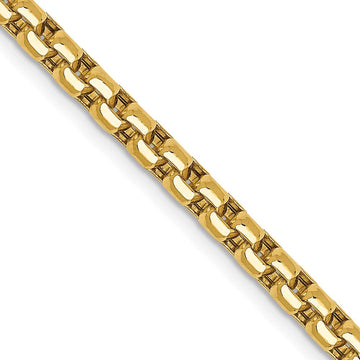 14K 30 inch 3.6mm Semi-Solid Round Box with Lobster Clasp Chain