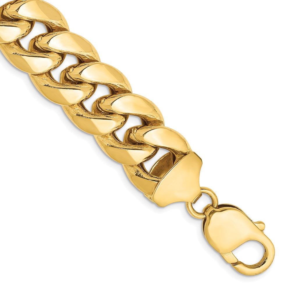 14K Semi-Solid Miami Cuban with Lobster Clasp Bracelet 13.2mm - Bracelets