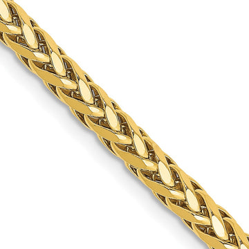 14K 24 inch 3.1mm Semi-Solid Diamond-cut Wheat with Lobster Clasp Chain