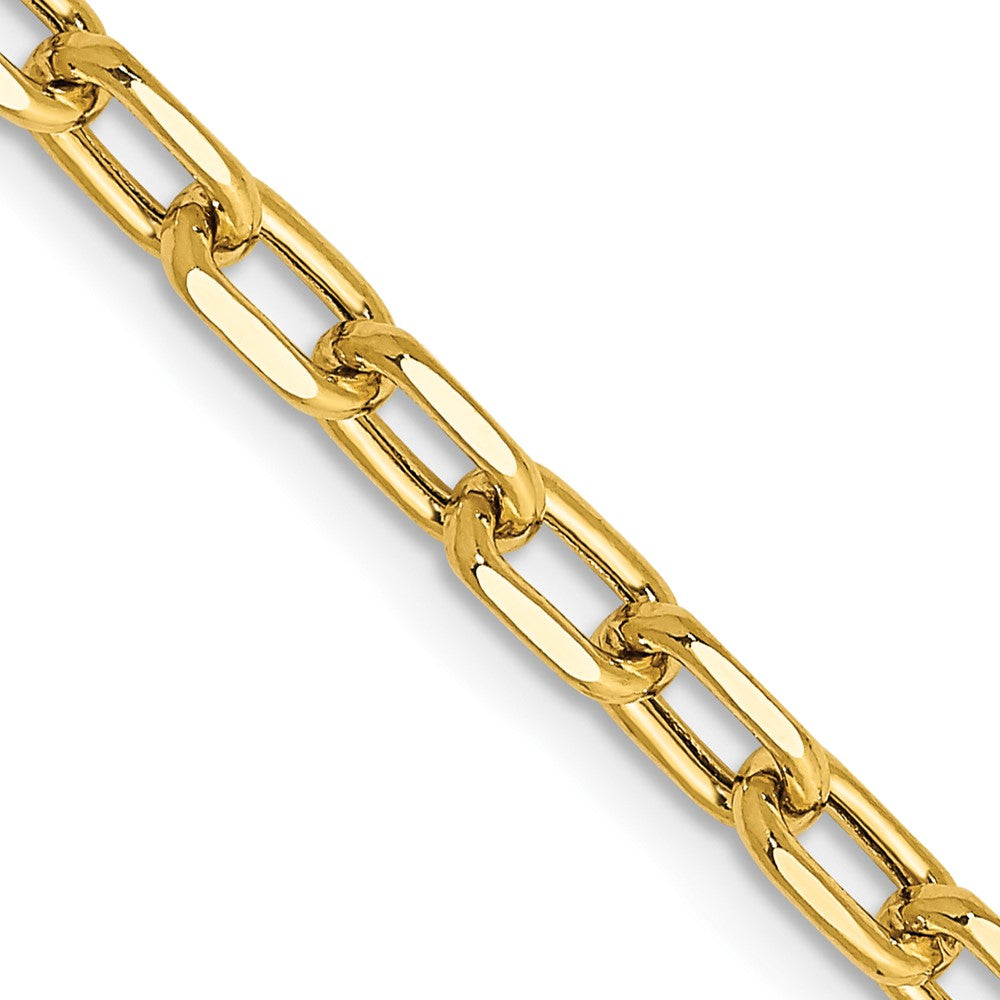 14K 24 inch 3.7mm Semi-Solid Diamond-cut Open Link Cable with Lobster Clasp Chain