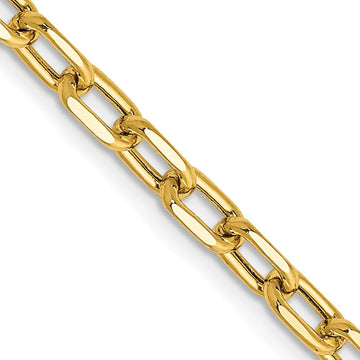 14K 24 inch 3.7mm Semi-Solid Diamond-cut Open Link Cable with Lobster Clasp Chain