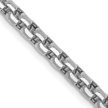 14K White Gold 28 inch 3.6mm Semi-Solid Round Box with Lobster Clasp Chain