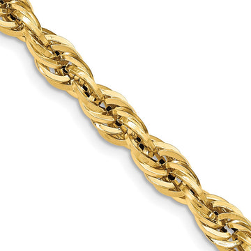 14K 20 inch 7mm Semi Solid Rope with Lobster Clasp Chain