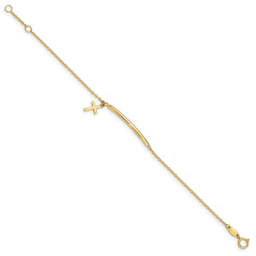 14K Polished Cross Dangle and Bar Baby/Child Bracelet with Extender 9.61mm - Bracelets