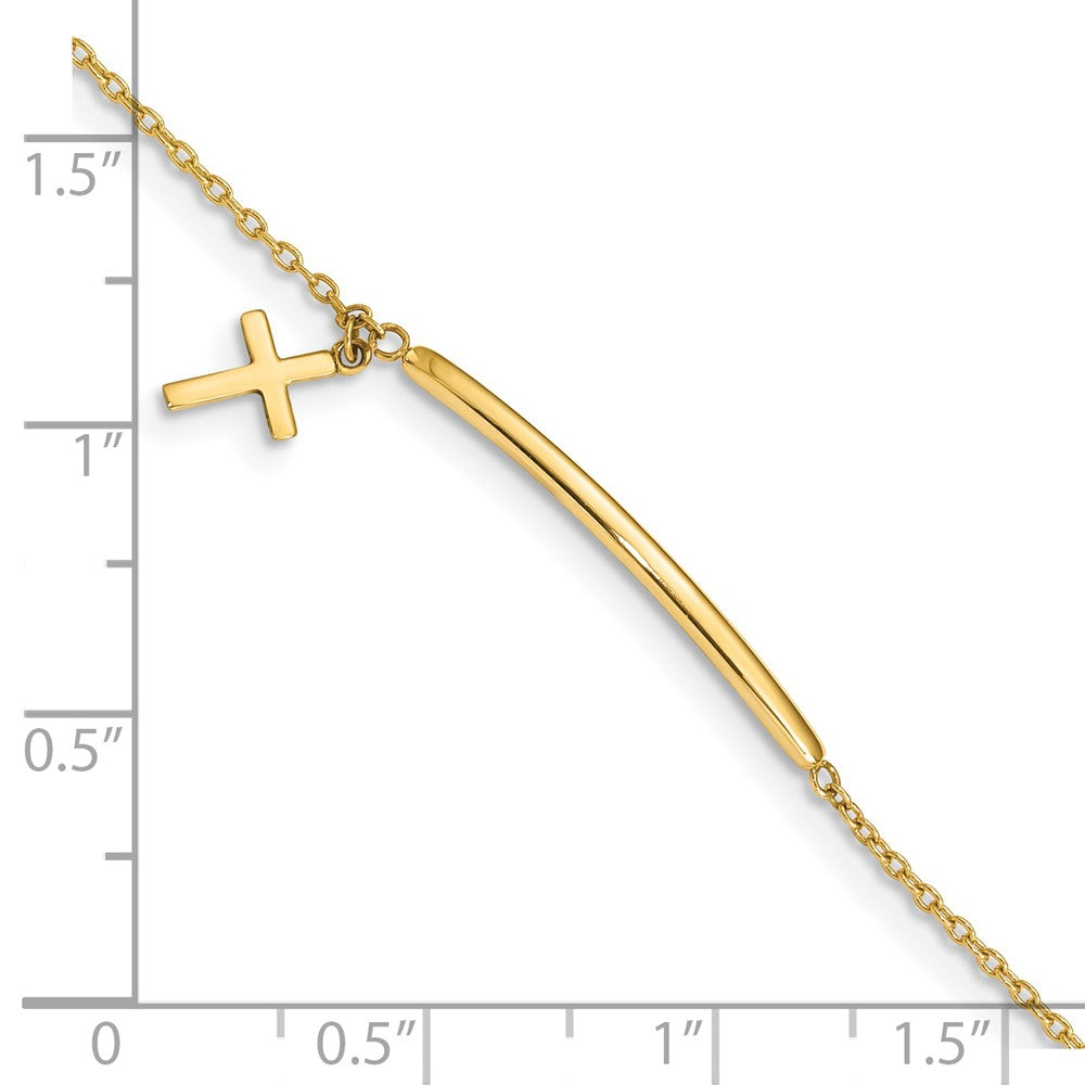 14K Polished Cross Dangle and Bar Baby/Child Bracelet with Extender 9.61mm - Bracelets