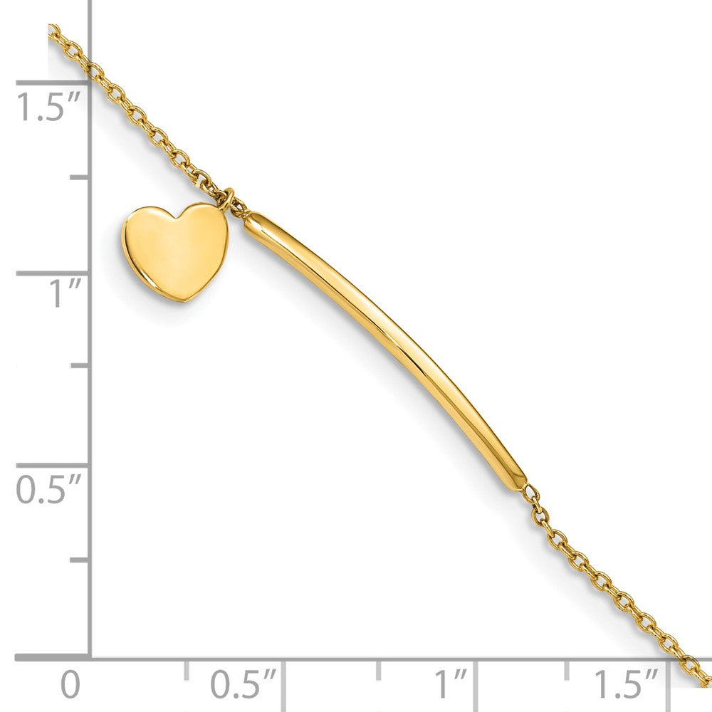 14K Polished Heart Dangle and Bar Baby/Child Bracelet with Extender 7.15mm - Bracelets