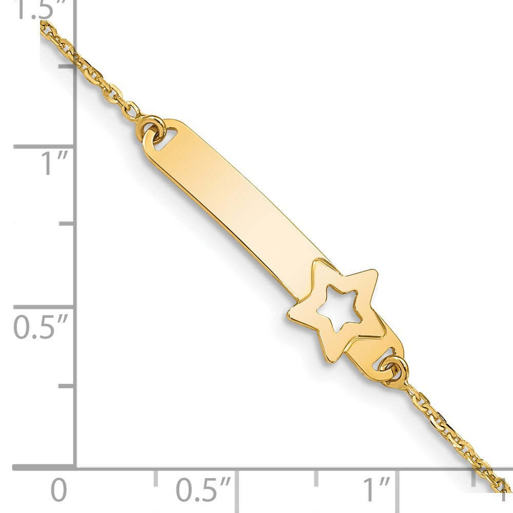 14K Polished Solid Chain/Solid Plate Star 27.7x Plate Baby/Child ID Bracelet with Extender 8.11mm - Bracelets