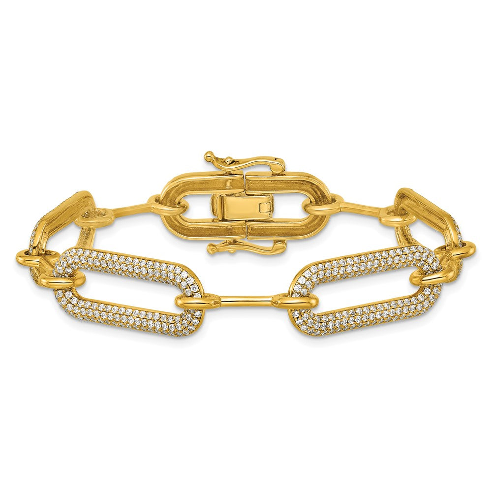 14K Polished Complete 3.25 carat Diamond Paperclip Link Bracelet 10.28mm - Bracelets