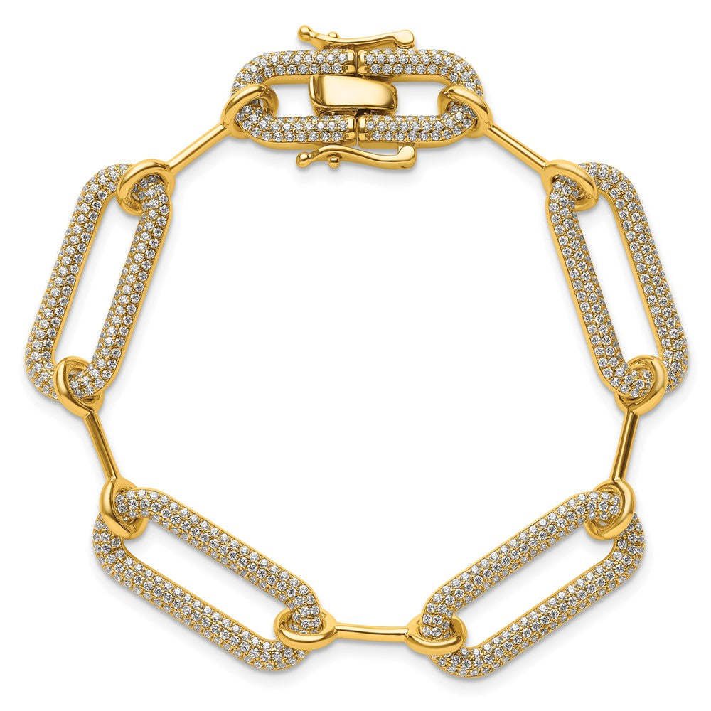 14K Polished Complete 3.25 carat Diamond Paperclip Link Bracelet 10.28mm - Bracelets