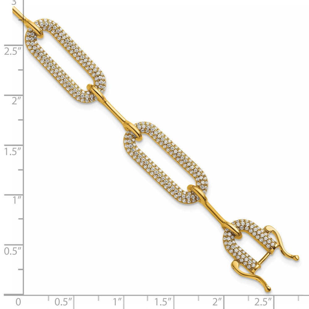 14K Polished Complete 3.25 carat Diamond Paperclip Link Bracelet 10.28mm - Bracelets