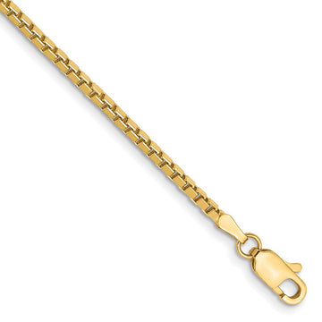 14K 7 inch 1.9mm Box with Lobster Clasp Bracelet