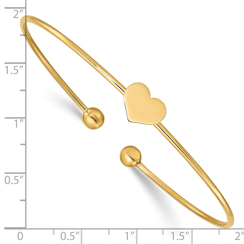 14K Polished Heart Flexible Oval Bangle Bracelet 8.05mm - Bracelets