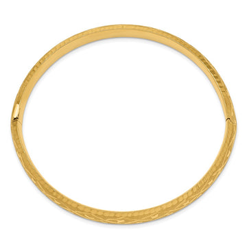 14k 5/16 Diamond-cut Fancy Hinged Oval Bangle Bracelet 8.75mm - Bracelets