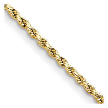 14K 22 inch 2mm Semi Solid Diamond-cut Rope with Lobster Clasp Chain