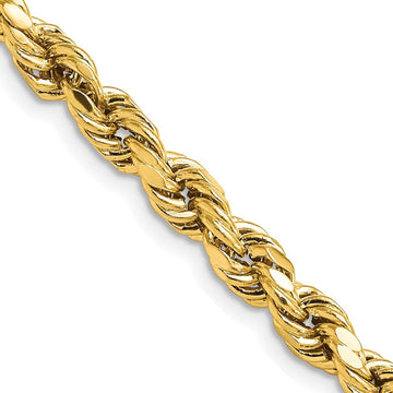 14K 24 inch 5.5mm Semi Solid Diamond-cut Rope with Lobster Clasp Chain