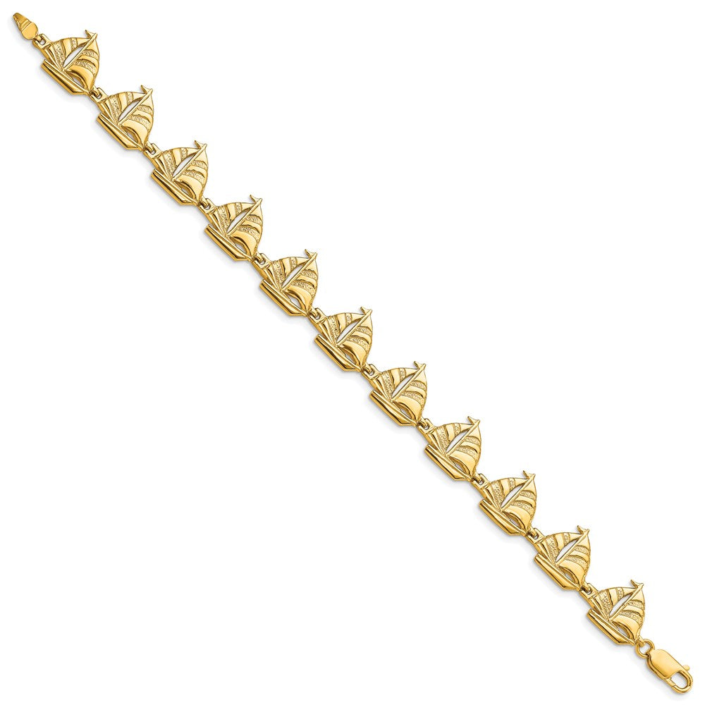 14k Polished Sailboat Bracelet 12.6mm - Bracelets