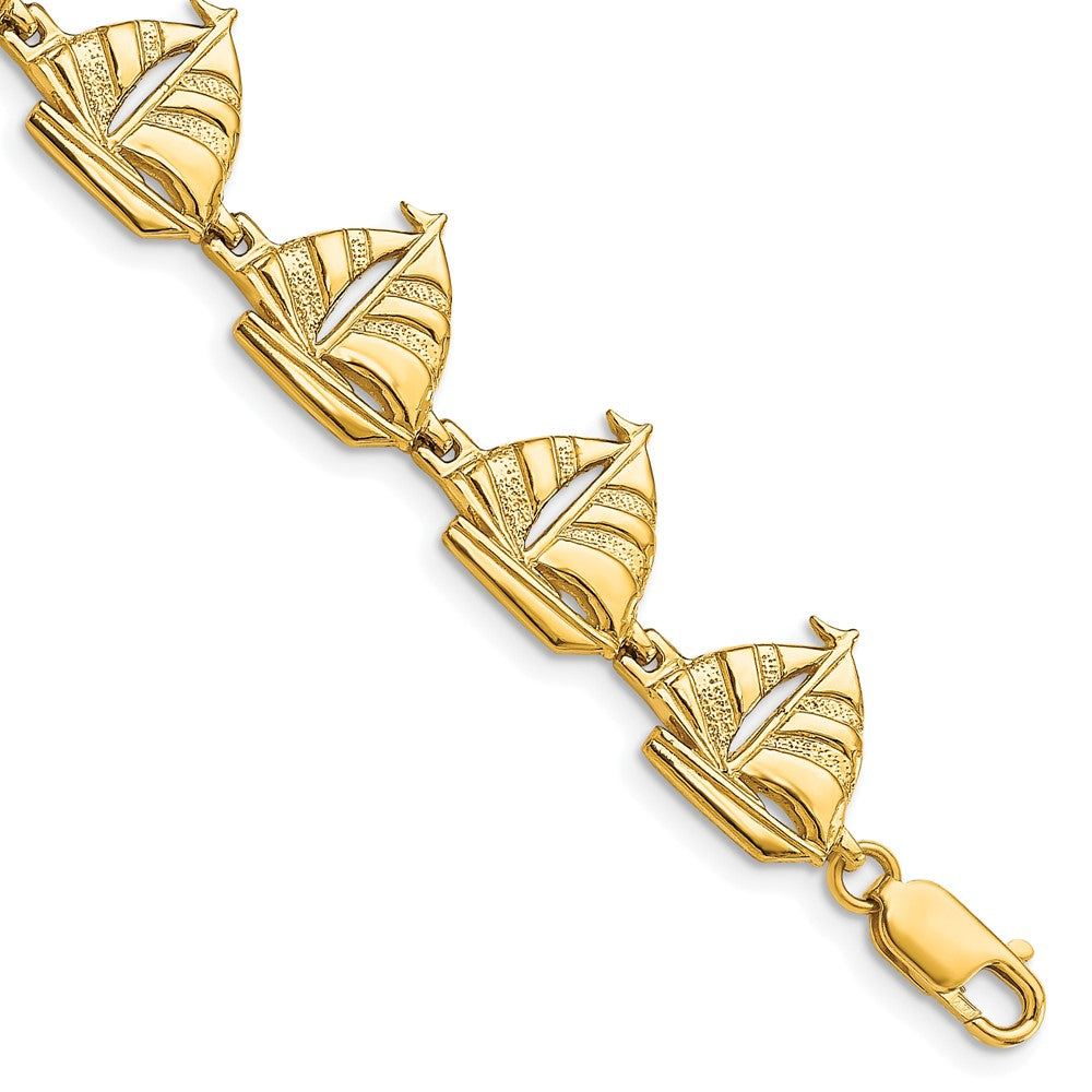 14k Polished Sailboat Bracelet 12.6mm - Bracelets