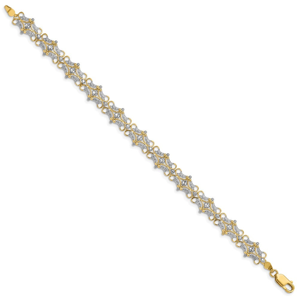 14k and White Rhodium Diamond-Cut Fancy Bracelet 8.9mm - Bracelets