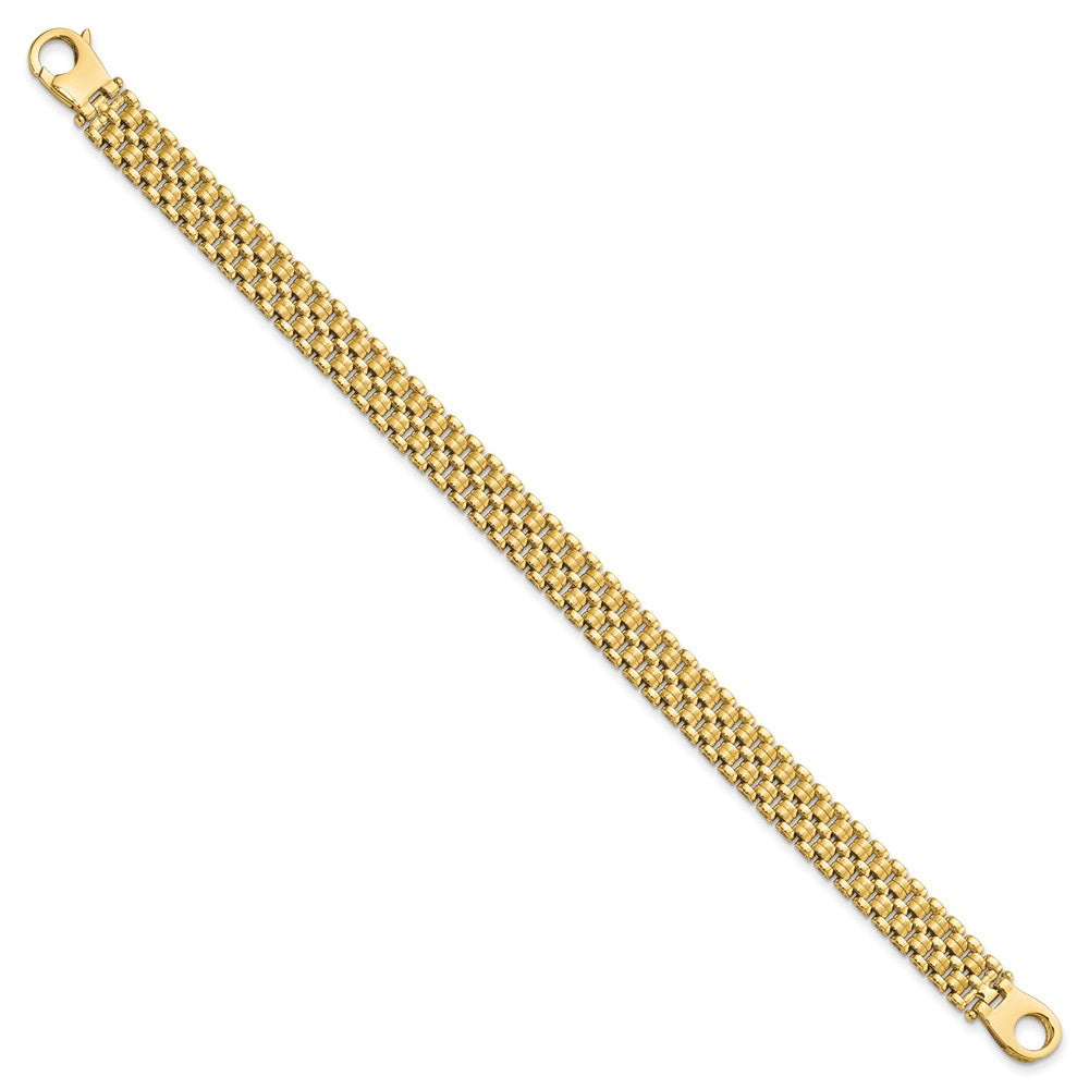 14K Brushed and Polished Basket Weave Pattern Bracelet 8.54mm - Bracelets