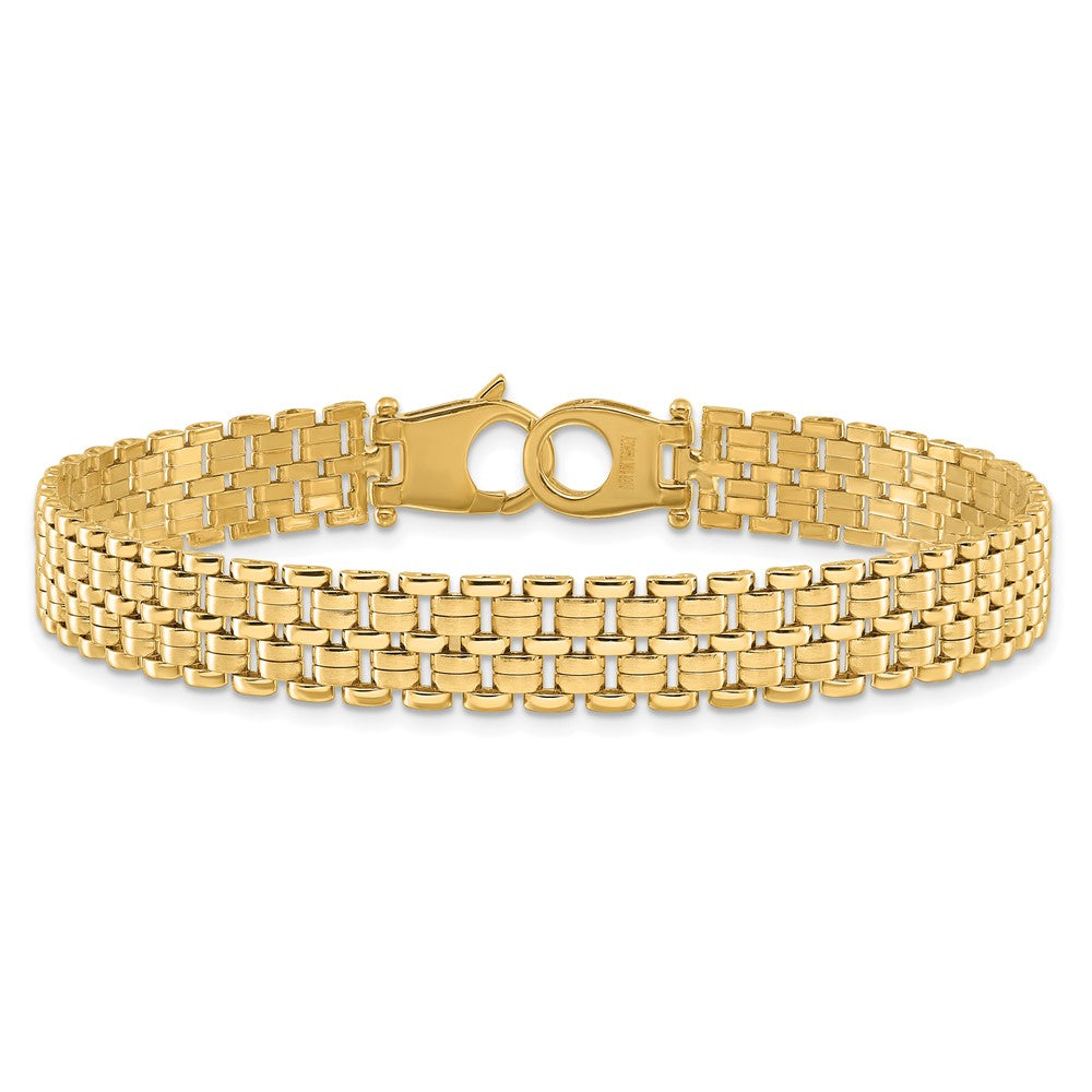 14K Brushed and Polished Basket Weave Pattern Bracelet 8.54mm - Bracelets