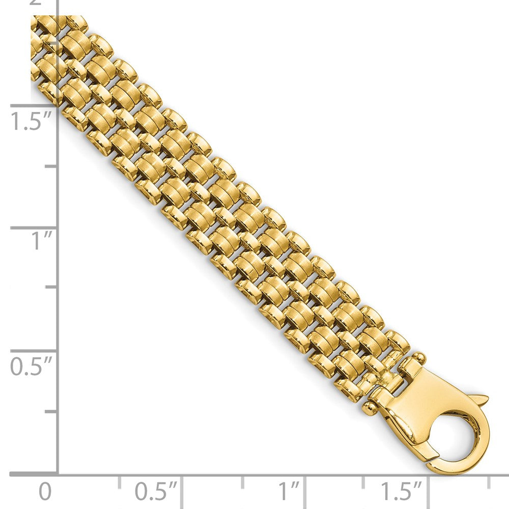14K Brushed and Polished Basket Weave Pattern Bracelet 8.54mm - Bracelets