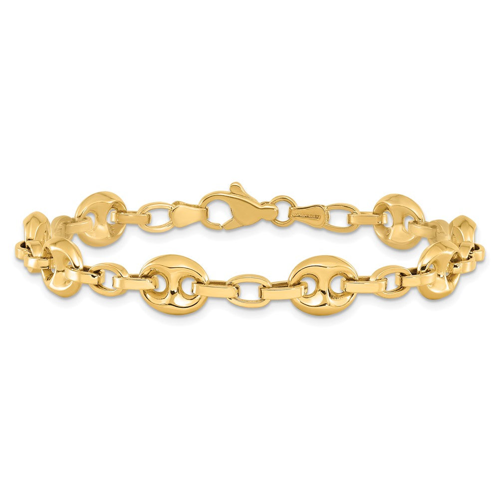 14K Polished Fancy Anchor/Mariner Link Bracelet 8.42mm - Bracelets