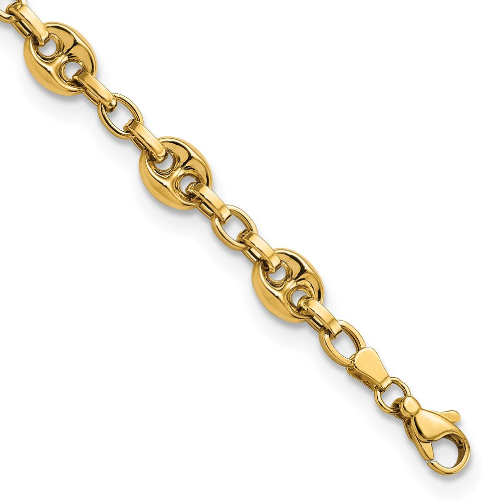14K Polished Fancy Anchor/Mariner Link Bracelet 8.42mm - Bracelets