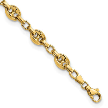14K Polished Fancy Anchor/Mariner Link Bracelet 8.42mm - Bracelets