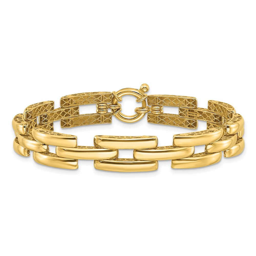 14K Polished Fancy Square Link Bracelet 8.9mm - Bracelets