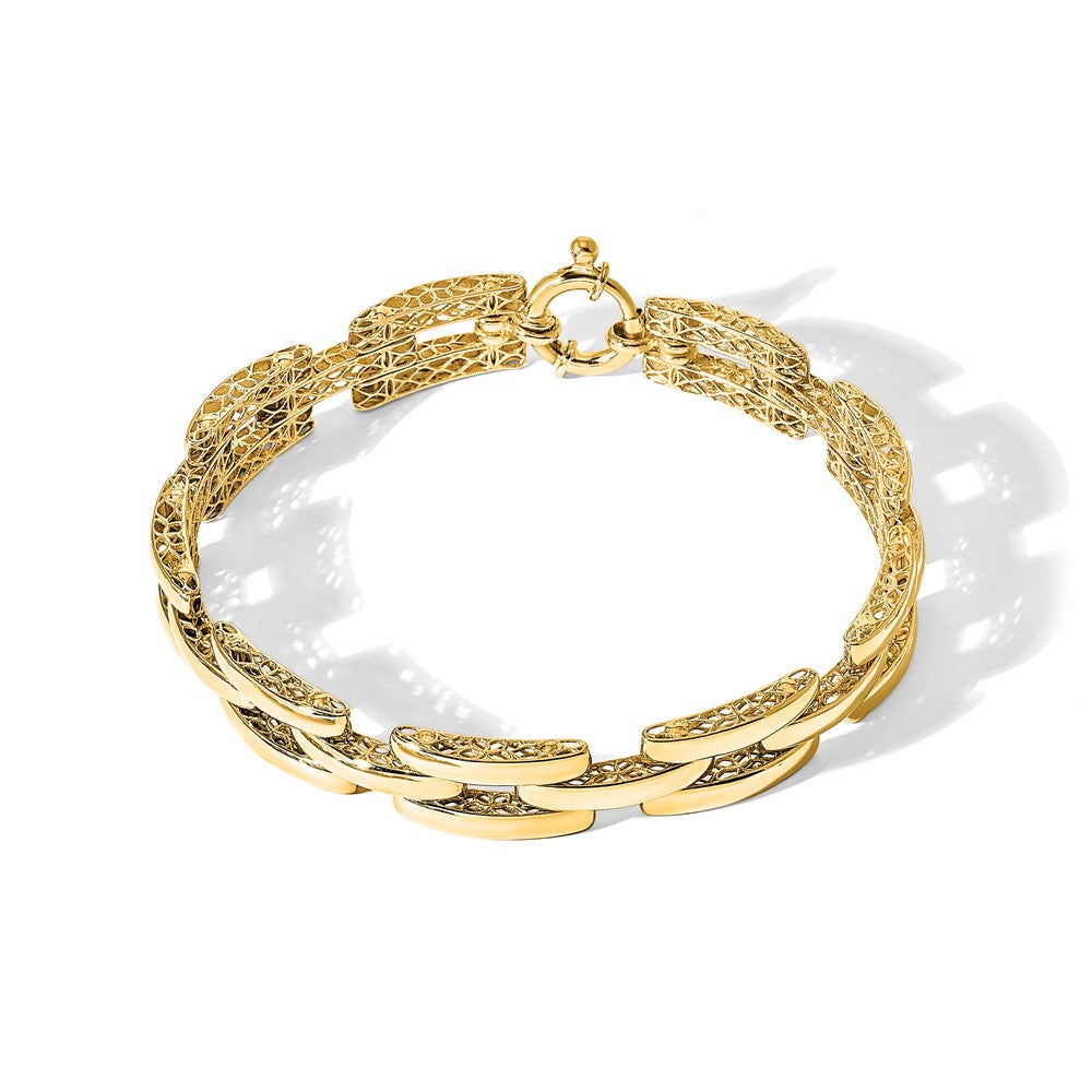 14K Polished Fancy Square Link Bracelet 8.9mm - Bracelets