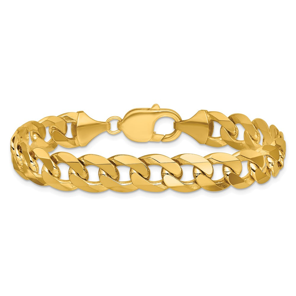 14K Flat Beveled Curb with Lobster Clasp Bracelet 9.5mm - Anklets