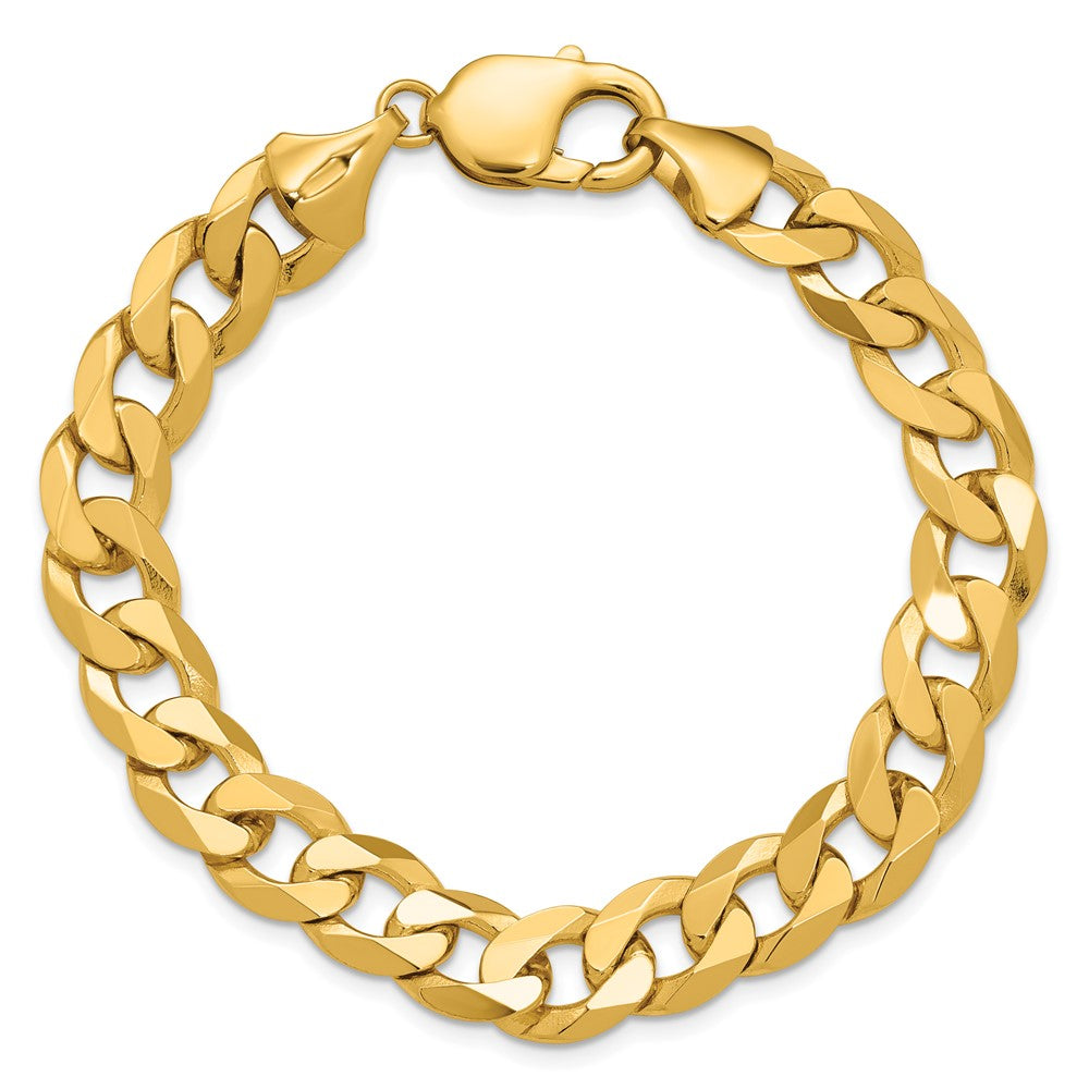 14K Flat Beveled Curb with Lobster Clasp Bracelet 9.5mm - Anklets